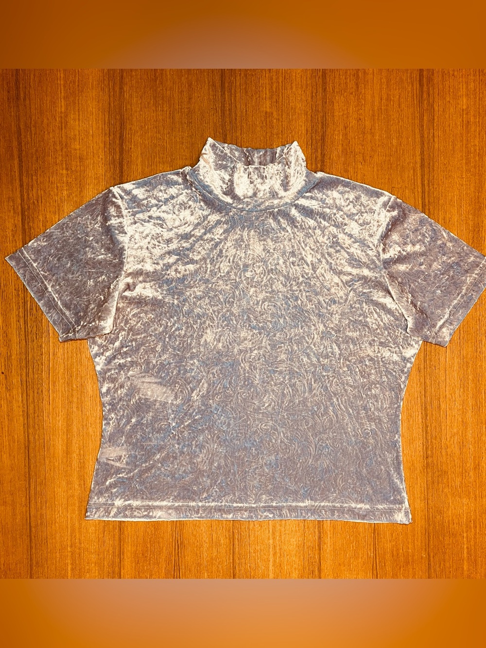 Vtg 90s Lord & Taylor Lavender Crushed Velvet Mock Neck Top - Fits Medium / L